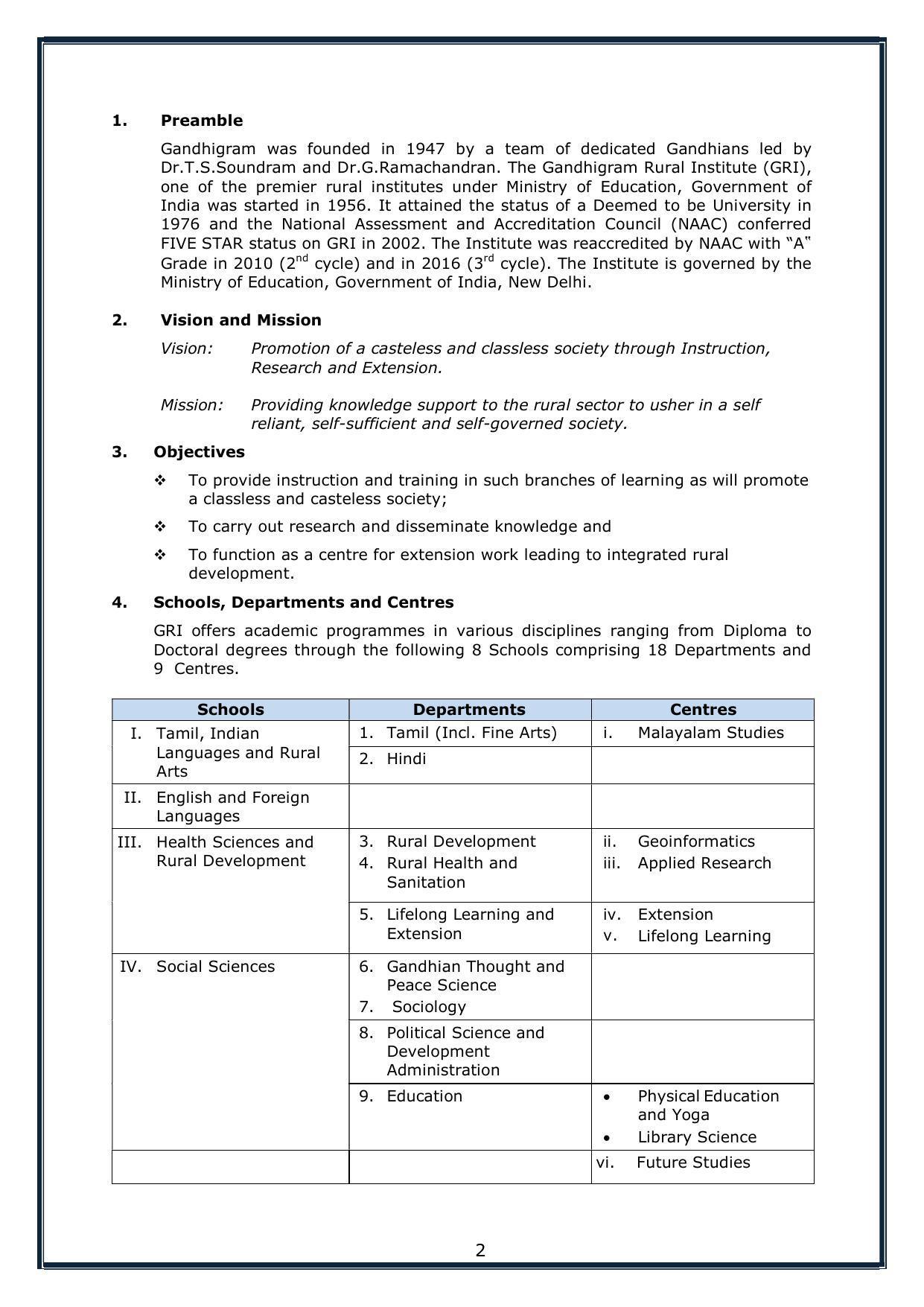 Gandhigram Rural University, Dindigul Prospectus 2022-23 - Page 3