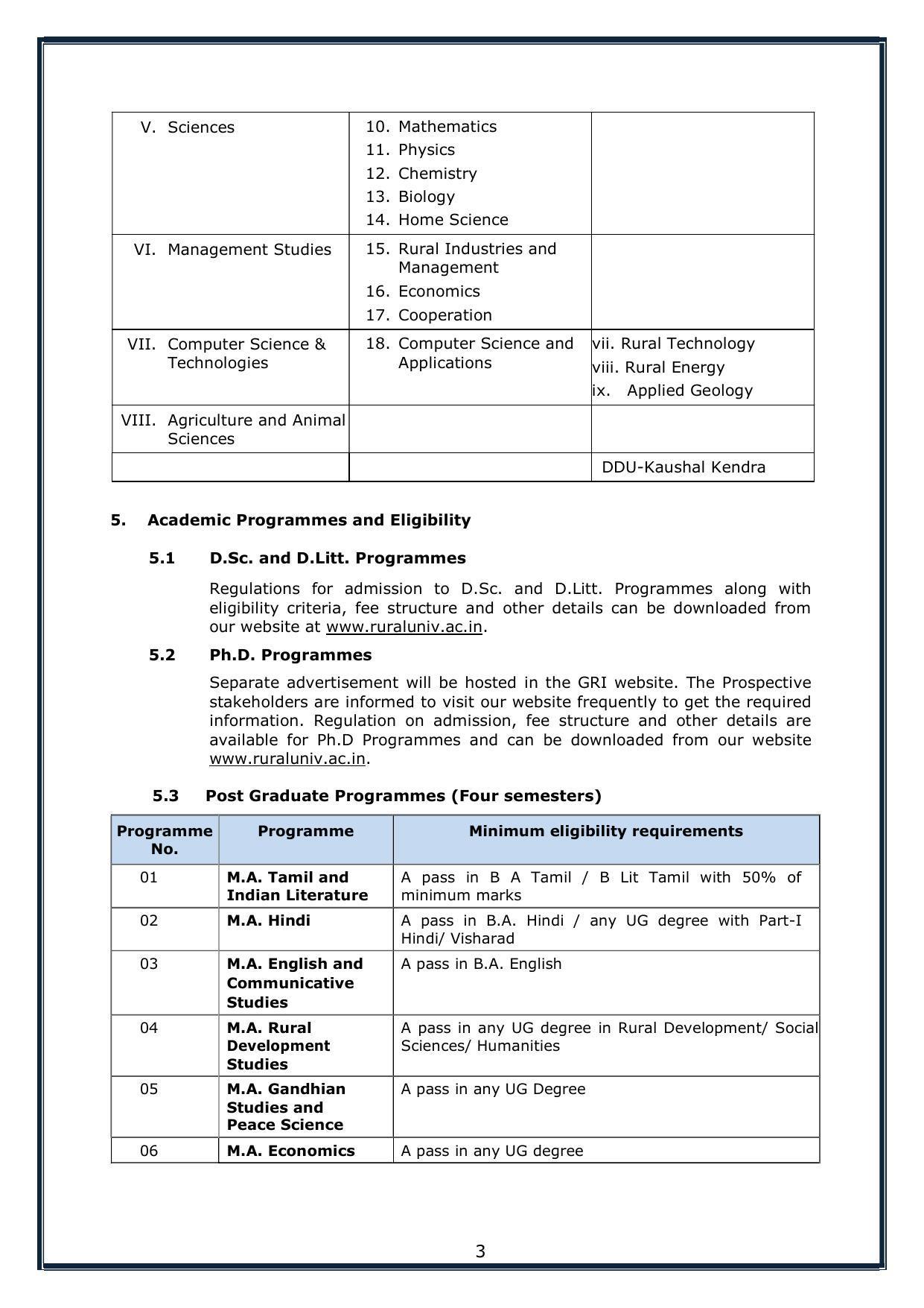Gandhigram Rural University, Dindigul Prospectus 2022-23 - Page 4