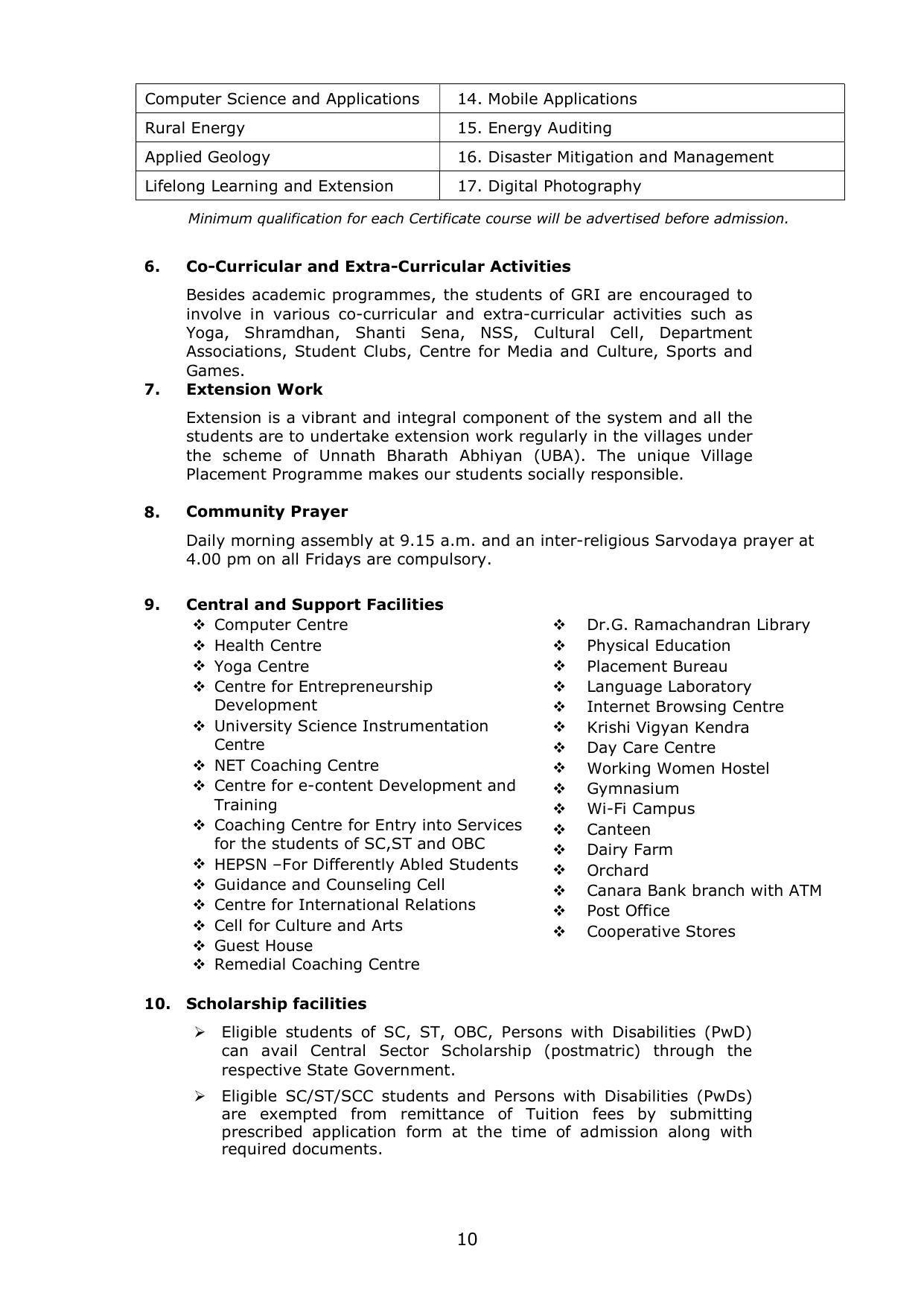 Gandhigram Rural University, Dindigul Prospectus 2022-23 - Page 11