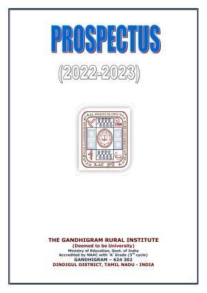Gandhigram Rural University, Dindigul Prospectus 2022-23