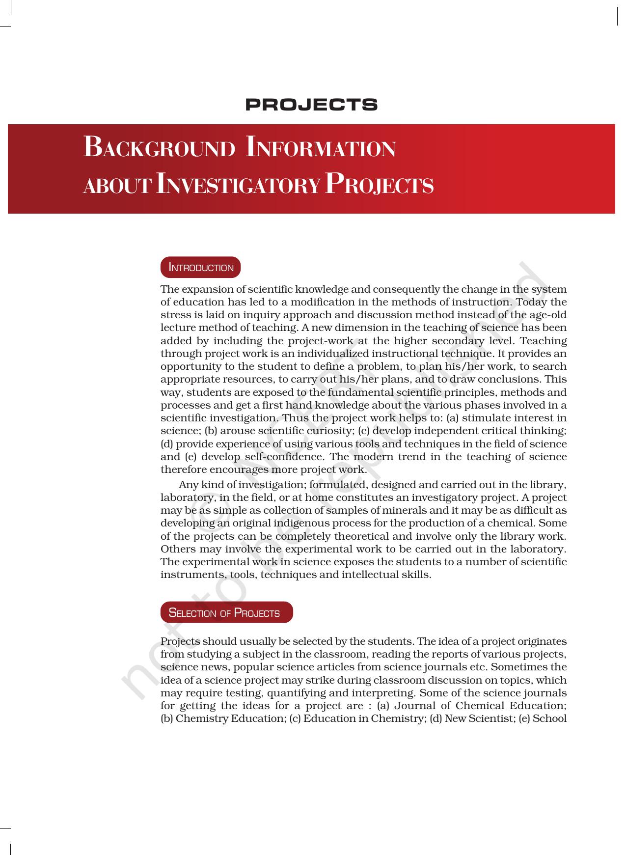 NCERT Laboratory Manuals for Class XI Chemistry - Projects - Page 1