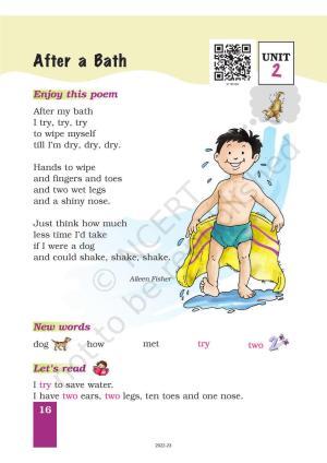 NCERT Book for Class 1 English (Marigold):Unit 2 Poem-After a Bath