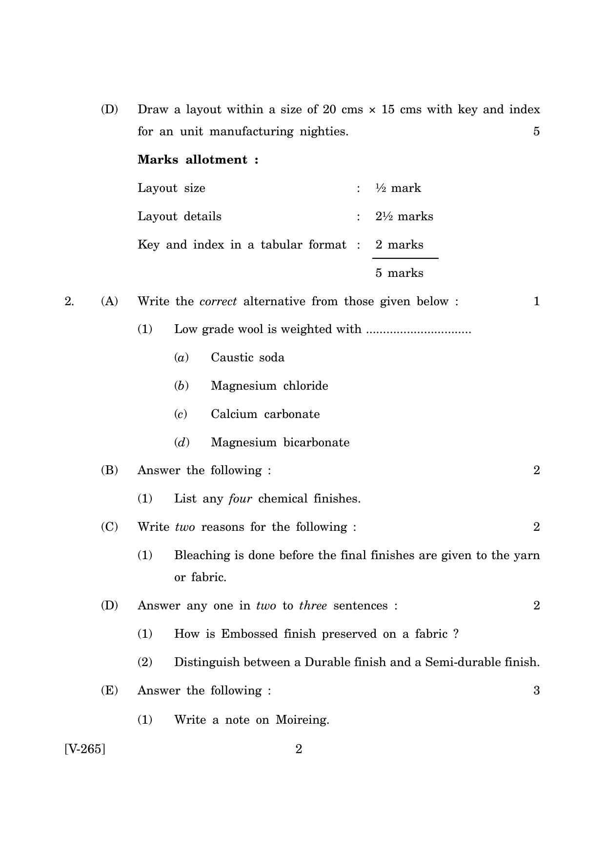 Goa Board Class 12 Fibre to Fabric & Fashion Marketing  March 2019 (March 2019) Question Paper - Page 2