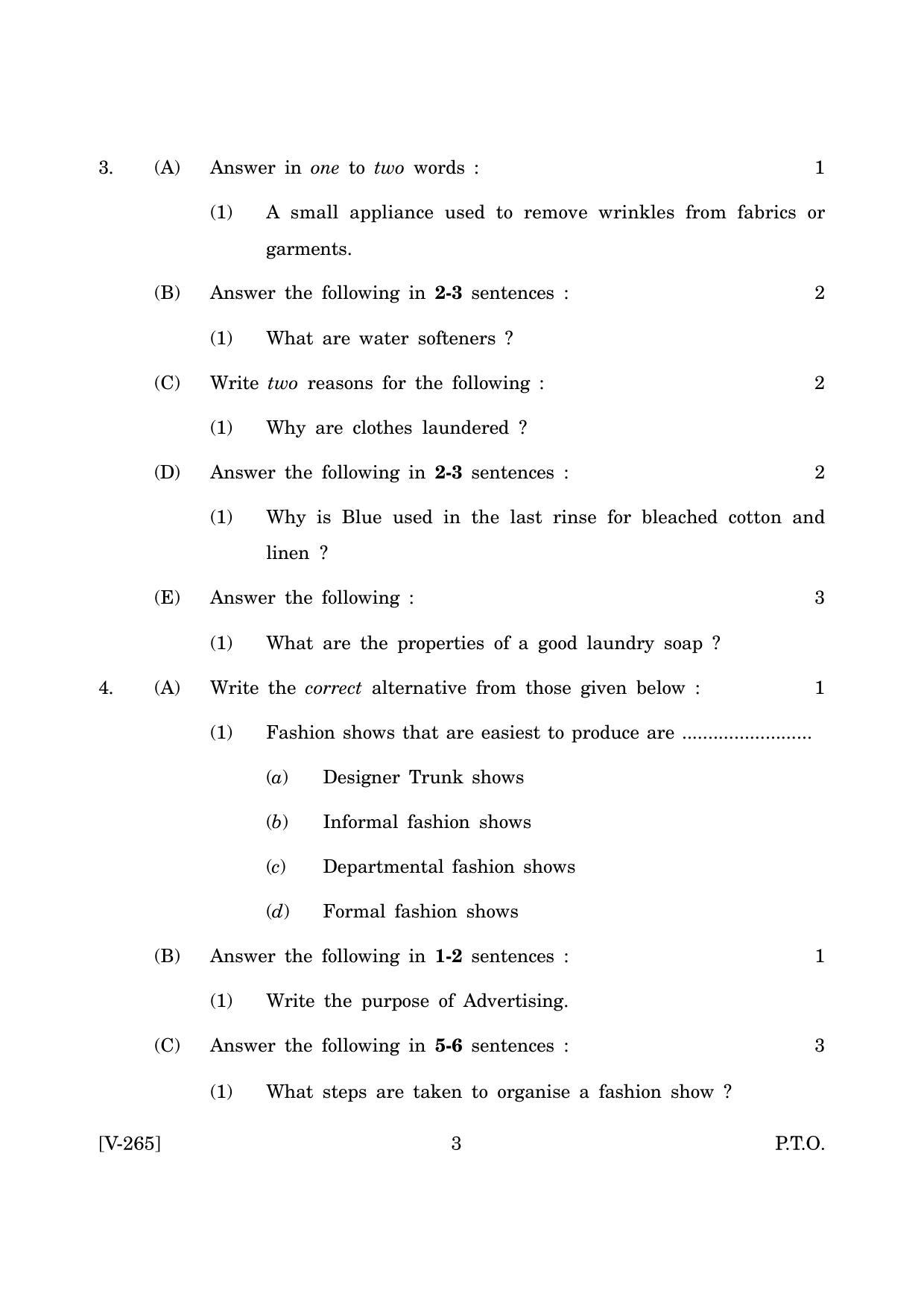 Goa Board Class 12 Fibre to Fabric & Fashion Marketing  March 2019 (March 2019) Question Paper - Page 3