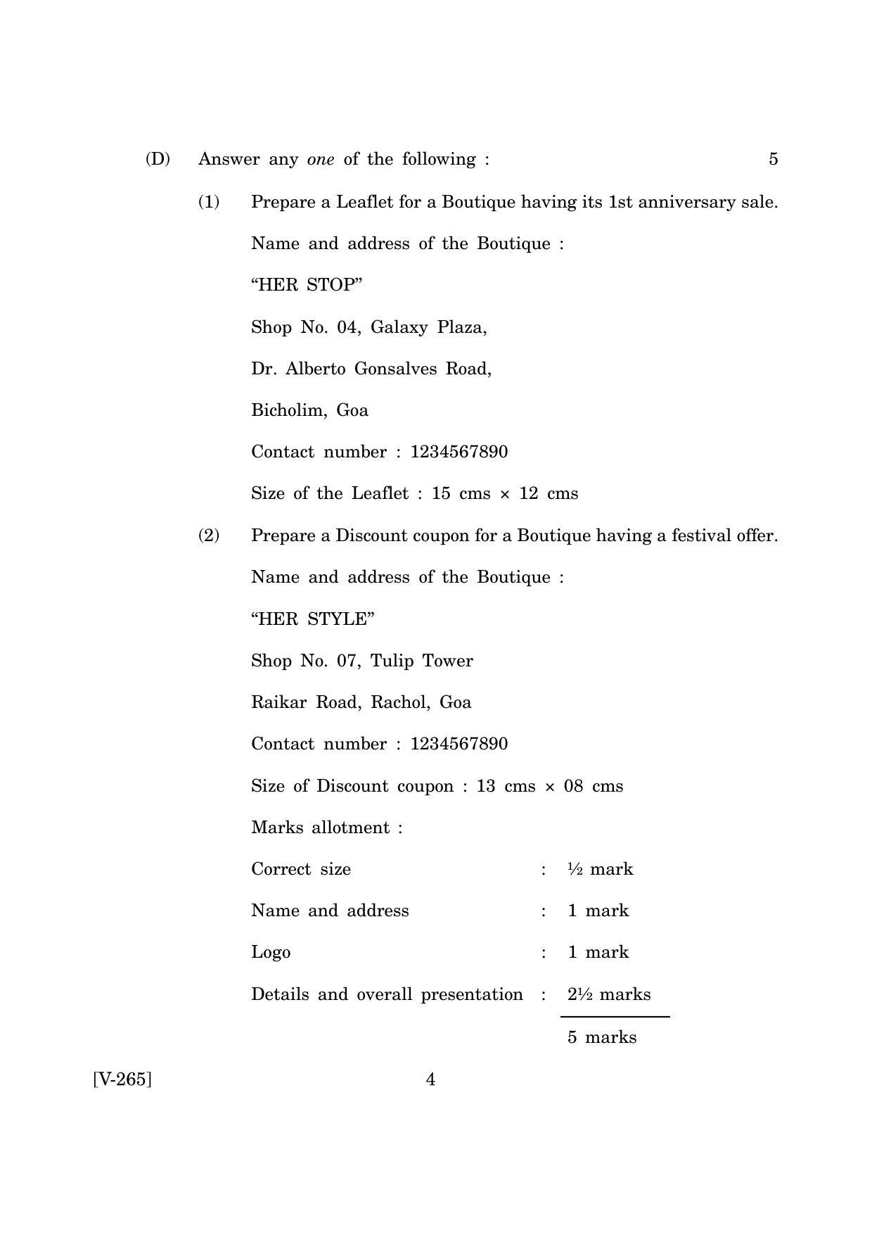 Goa Board Class 12 Fibre to Fabric & Fashion Marketing  March 2019 (March 2019) Question Paper - Page 4