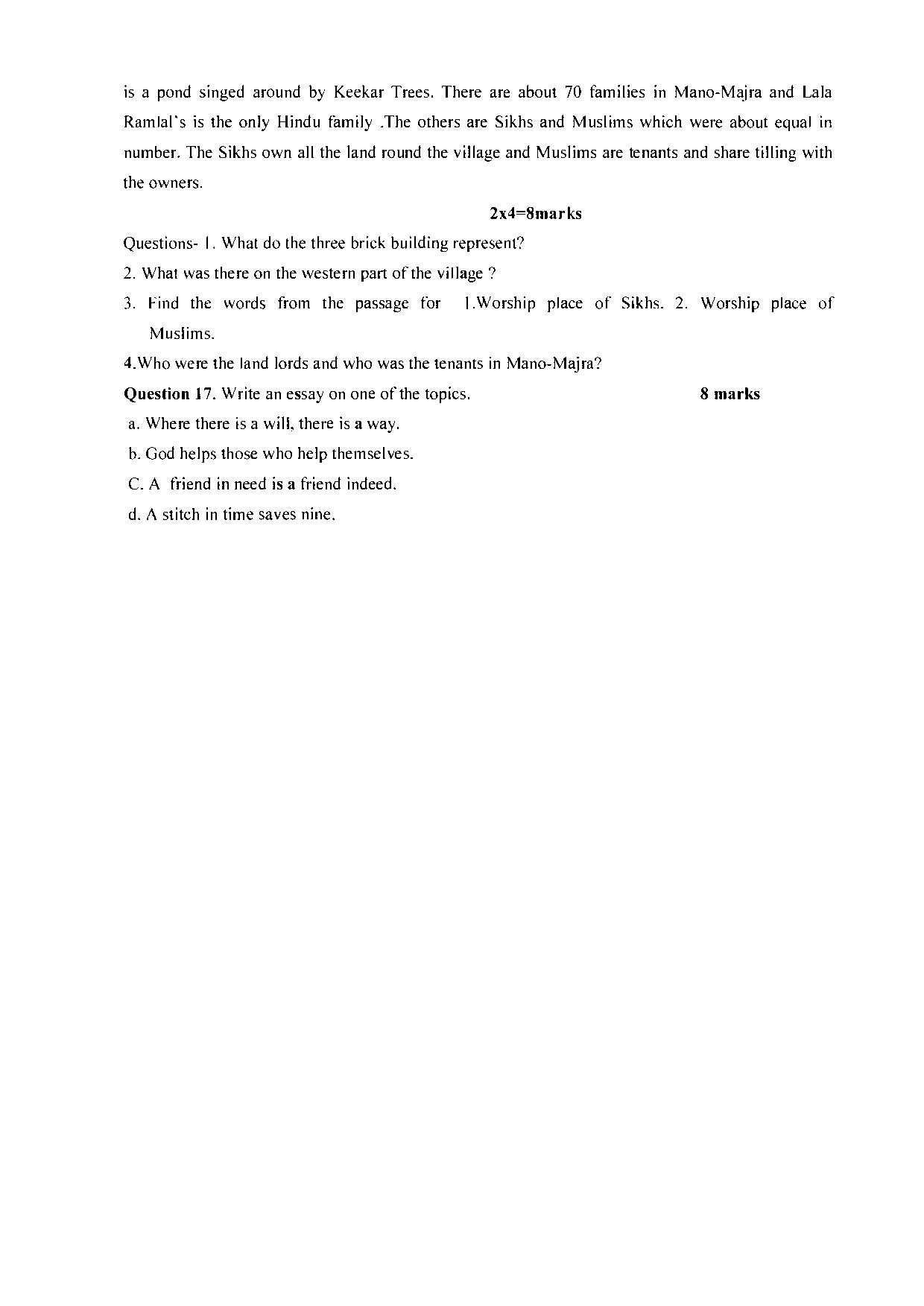 CGBSE Class 10 Sample Paper for English Special (old) - Page 4