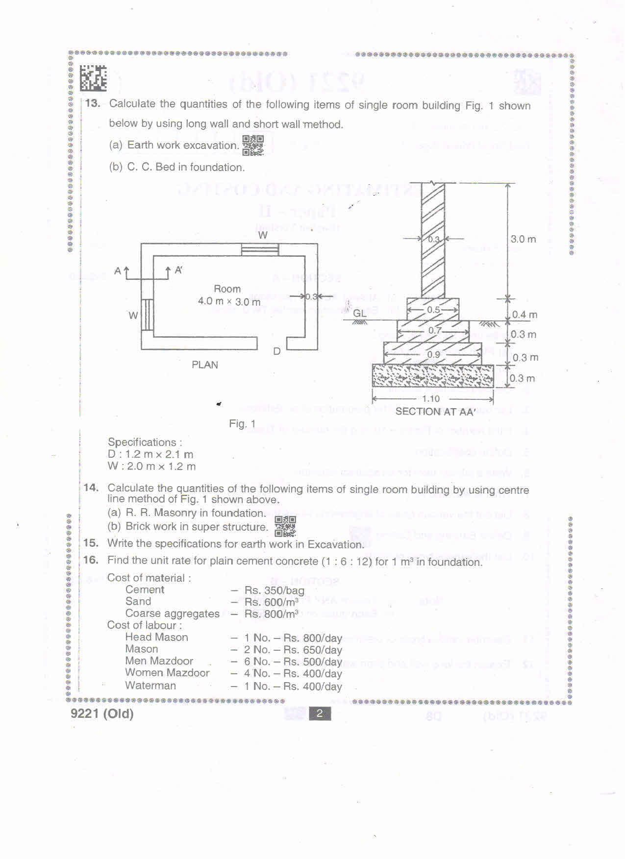 AP Intermediate 2nd Year Vocational Question Paper September-2021- Estimating&Costing-II - Page 2