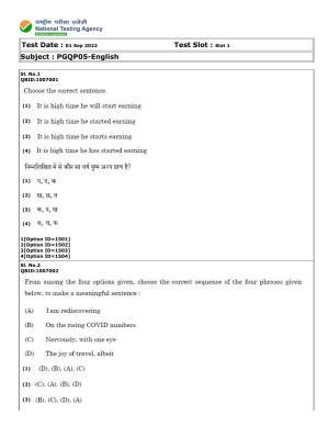 CUET (PG) 2022: PGQP05-English (01-09-2022) Question Paper