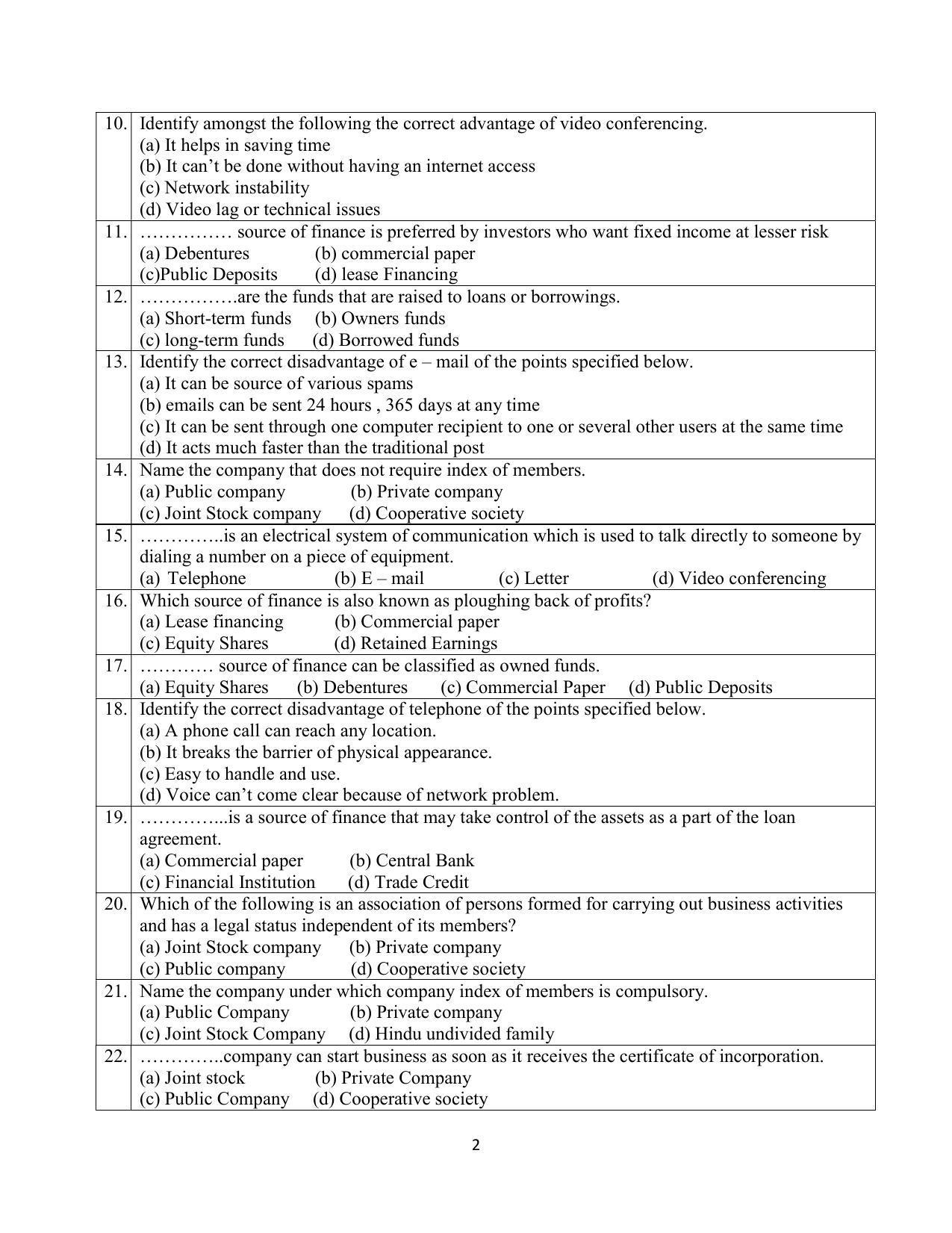 CBSE Class 10 Elements of Business Sample Paper 2021-22 - Page 2