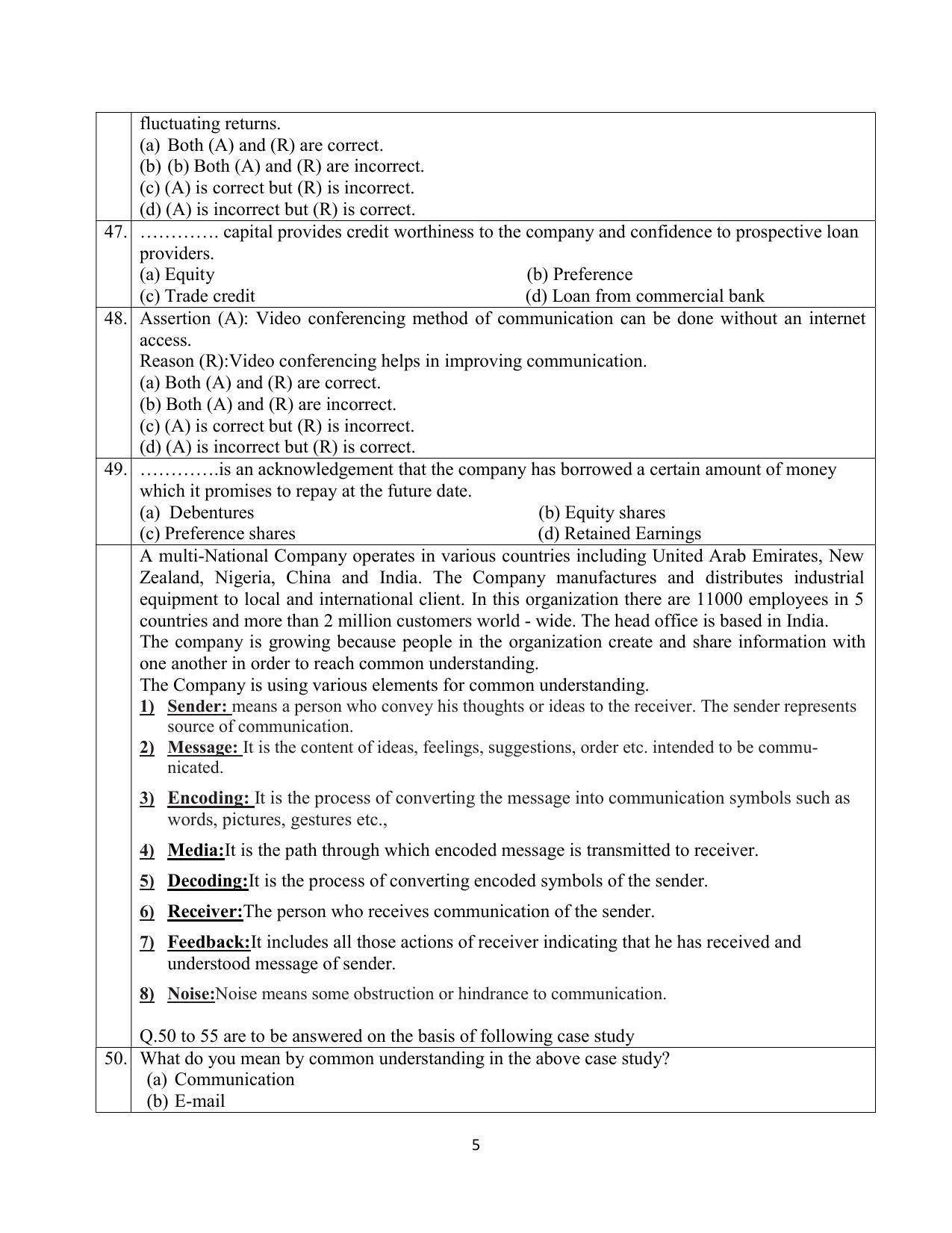 CBSE Class 10 Elements of Business Sample Paper 2021-22 - Page 5