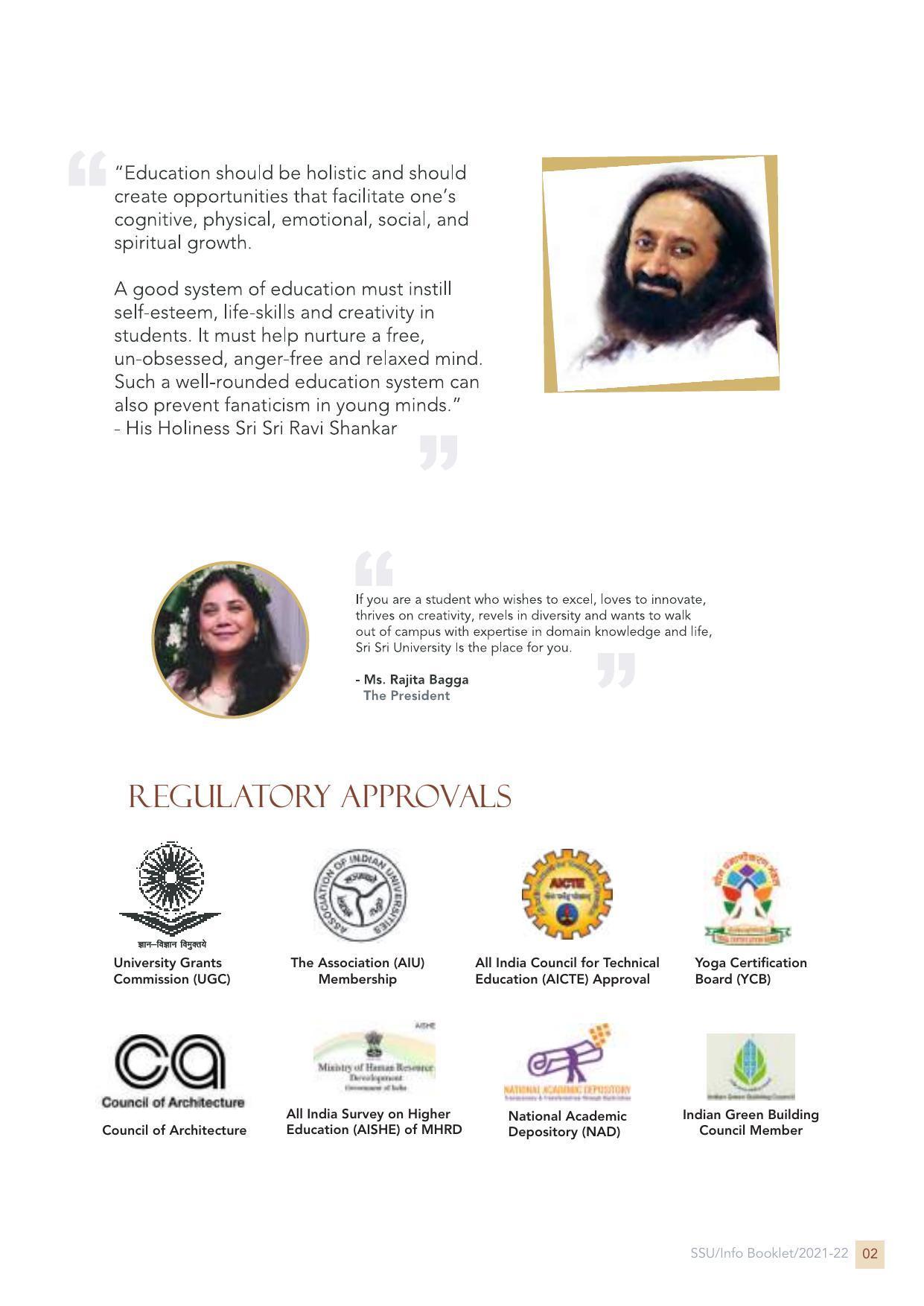 Sri Sri University, Cuttack Final Info Booklet Prospectus 2021-22 - Page 5