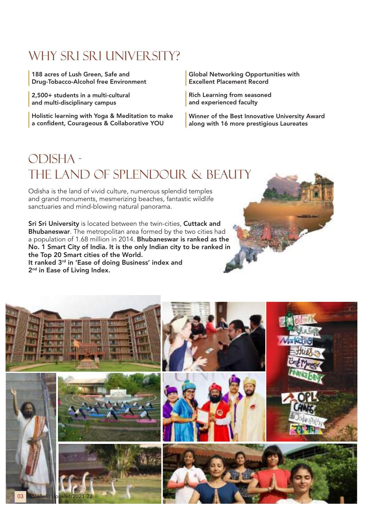 Sri Sri University, Cuttack Final Info Booklet Prospectus 2021-22 - Page 6