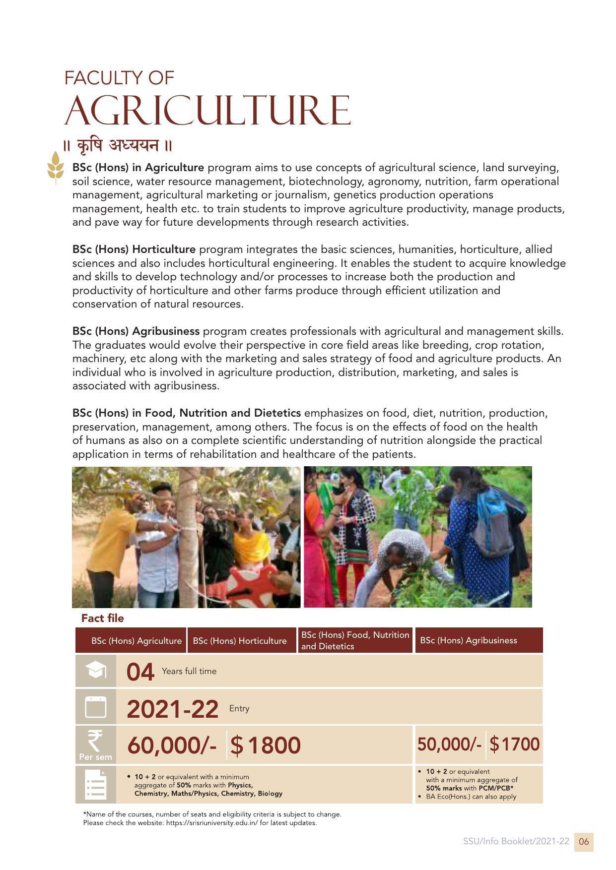 Sri Sri University, Cuttack Final Info Booklet Prospectus 2021-22 - Page 9