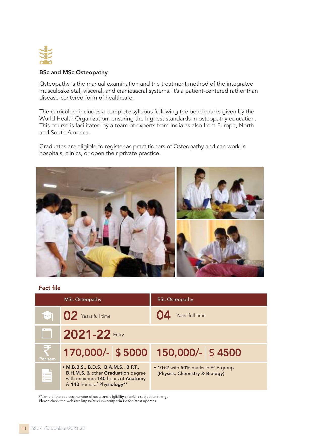 Sri Sri University, Cuttack Final Info Booklet Prospectus 2021-22 - Page 14