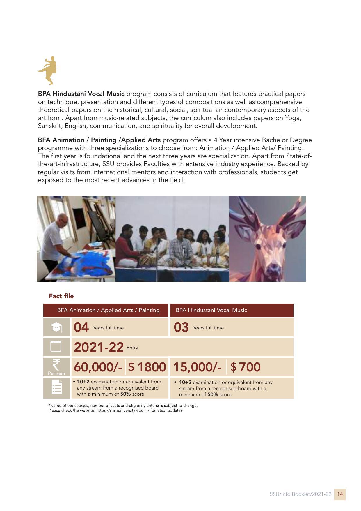 Sri Sri University, Cuttack Final Info Booklet Prospectus 2021-22 - Page 17