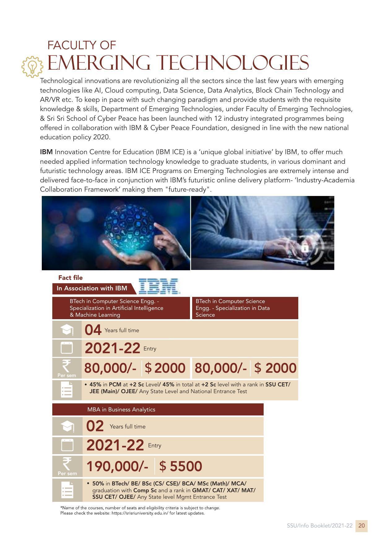 Sri Sri University, Cuttack Final Info Booklet Prospectus 2021-22 - Page 23