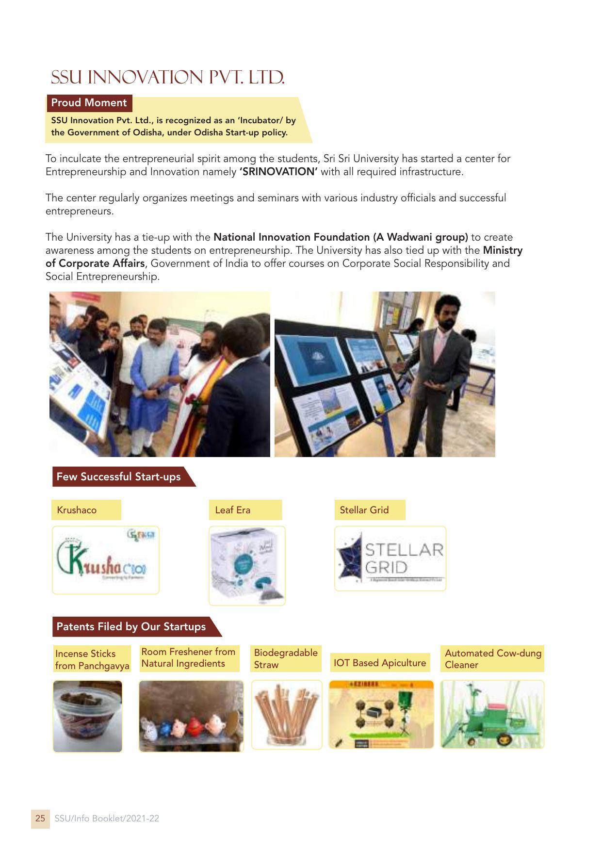 Sri Sri University, Cuttack Final Info Booklet Prospectus 2021-22 - Page 28