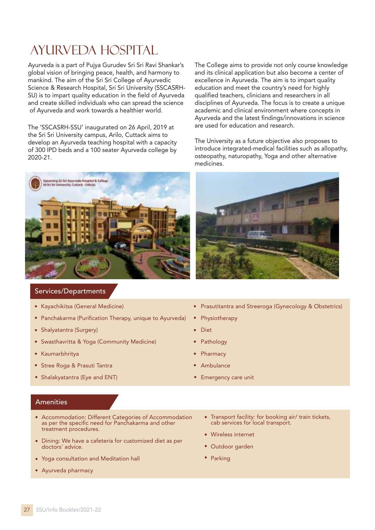 Sri Sri University, Cuttack Final Info Booklet Prospectus 2021-22 - Page 30