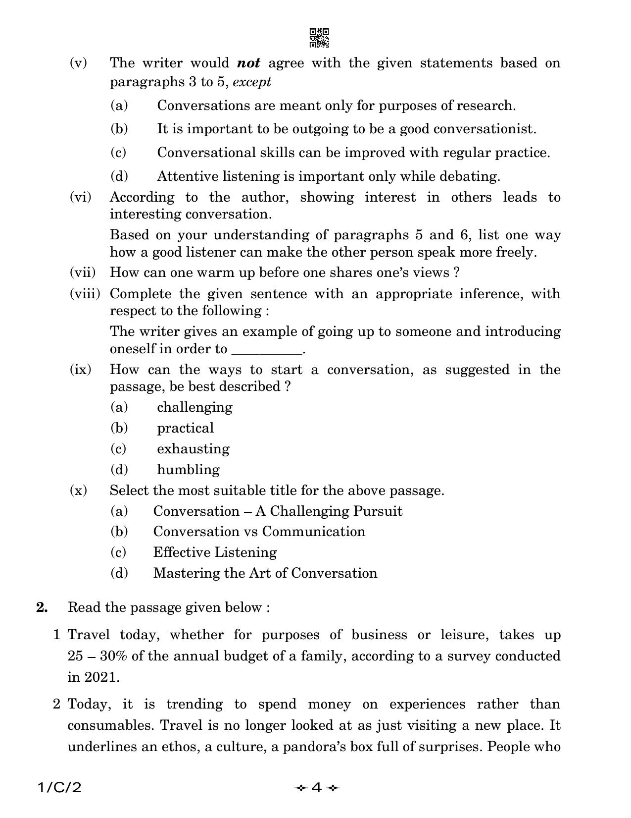 CBSE Class 12 1-2 English Core 2023 (Compartment) Question Paper - Page 4