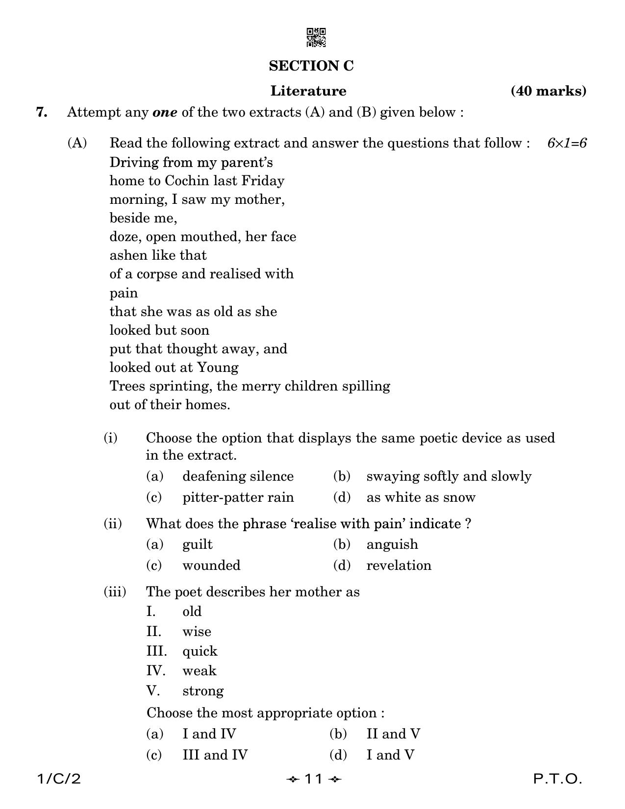 CBSE Class 12 1-2 English Core 2023 (Compartment) Question Paper - Page 11