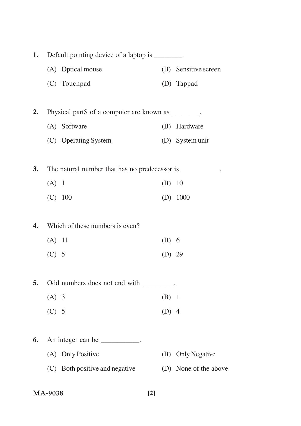 Mysore University PG Entrance Exam 2022: M.Sc. Information Technology Question Paper - Page 2