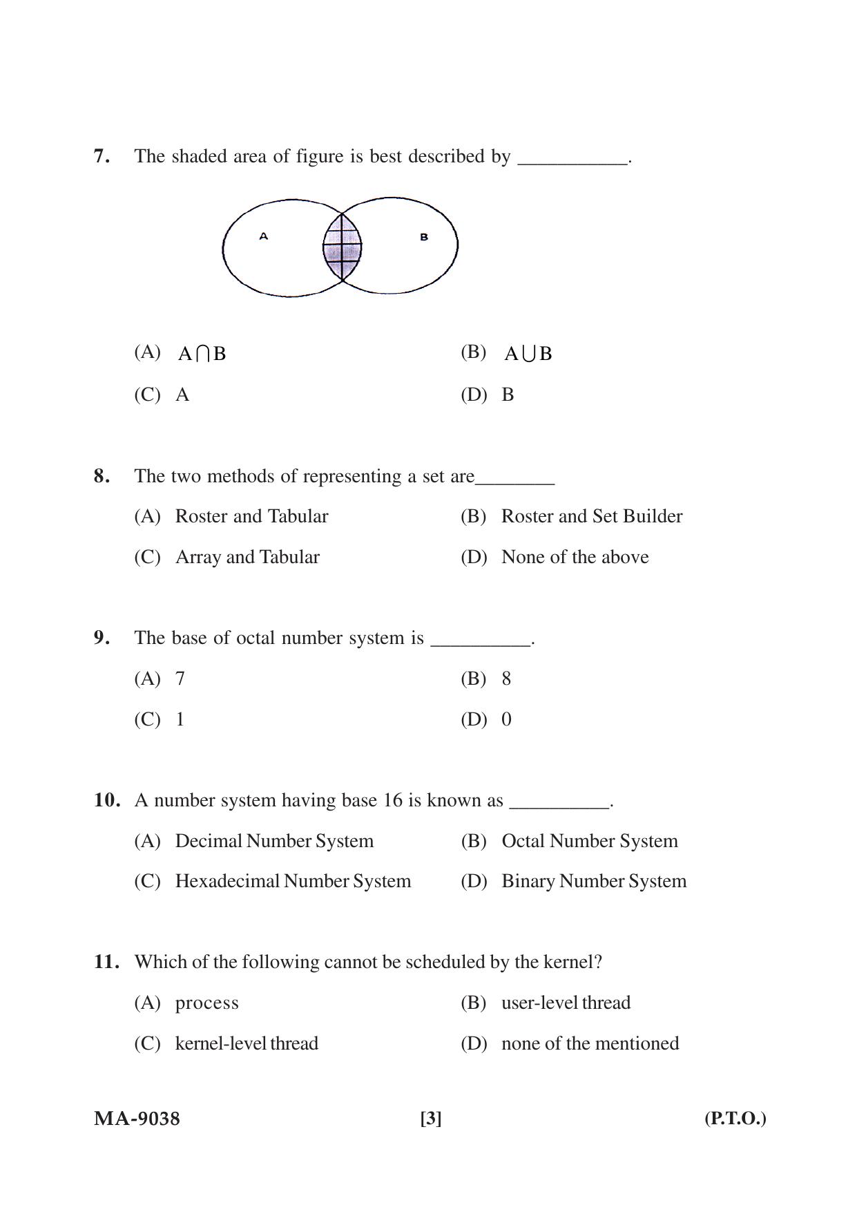 Mysore University PG Entrance Exam 2022: M.Sc. Information Technology Question Paper - Page 3