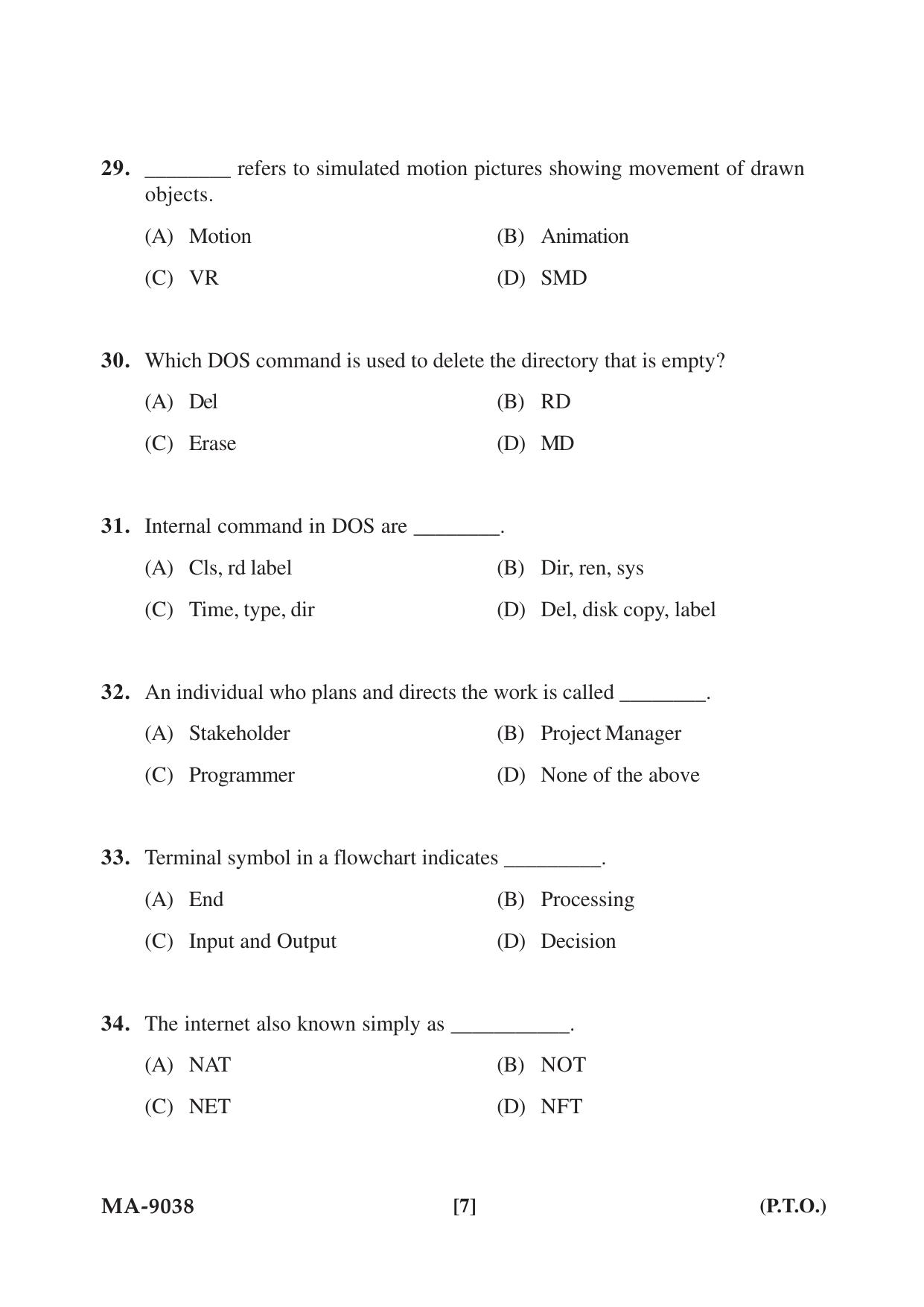 Mysore University PG Entrance Exam 2022: M.Sc. Information Technology Question Paper - Page 7