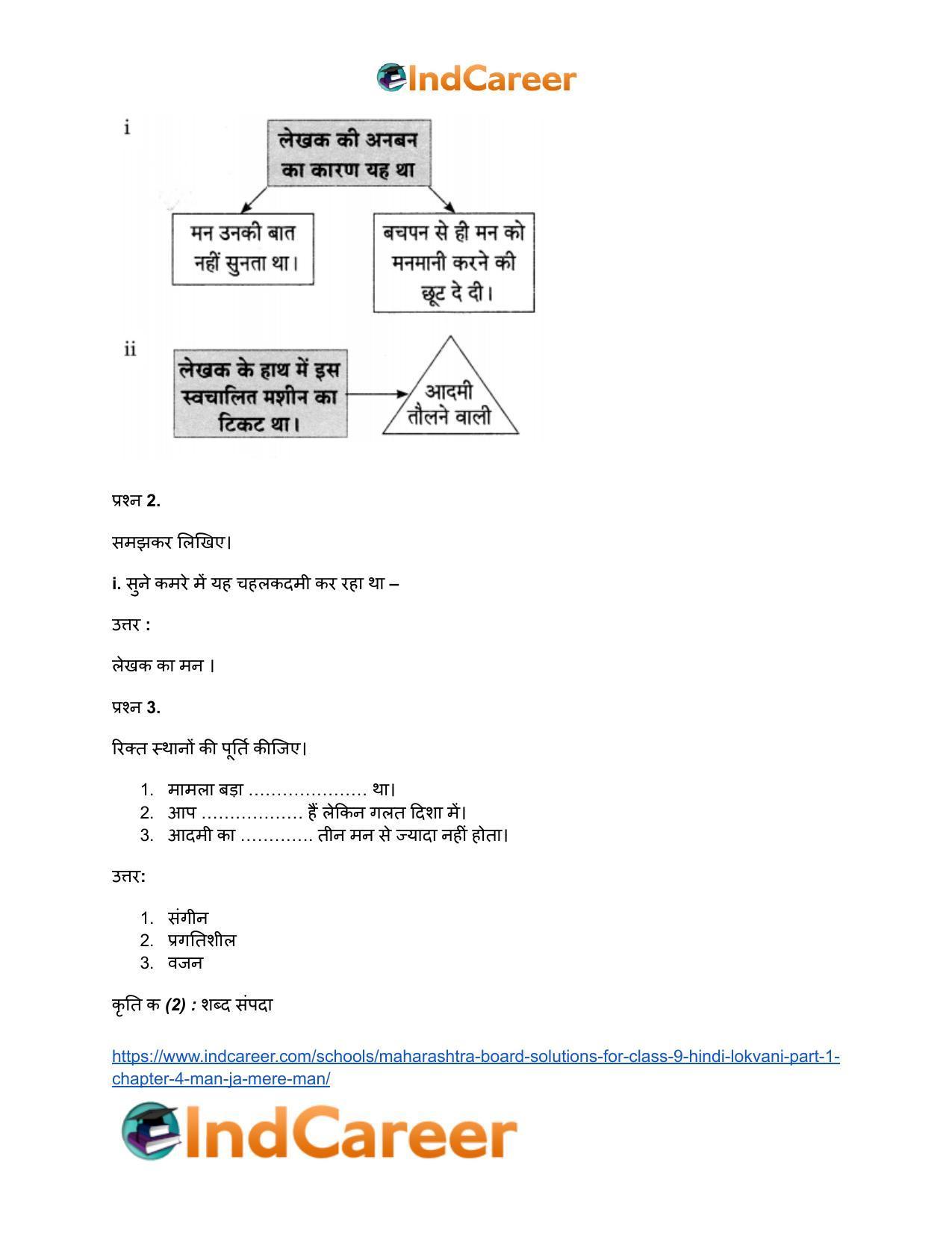 Maharashtra Board Solutions for Class 9- Hindi Lokvani (Part 1): Chapter 4- मान जा मेरे मन - Page 8