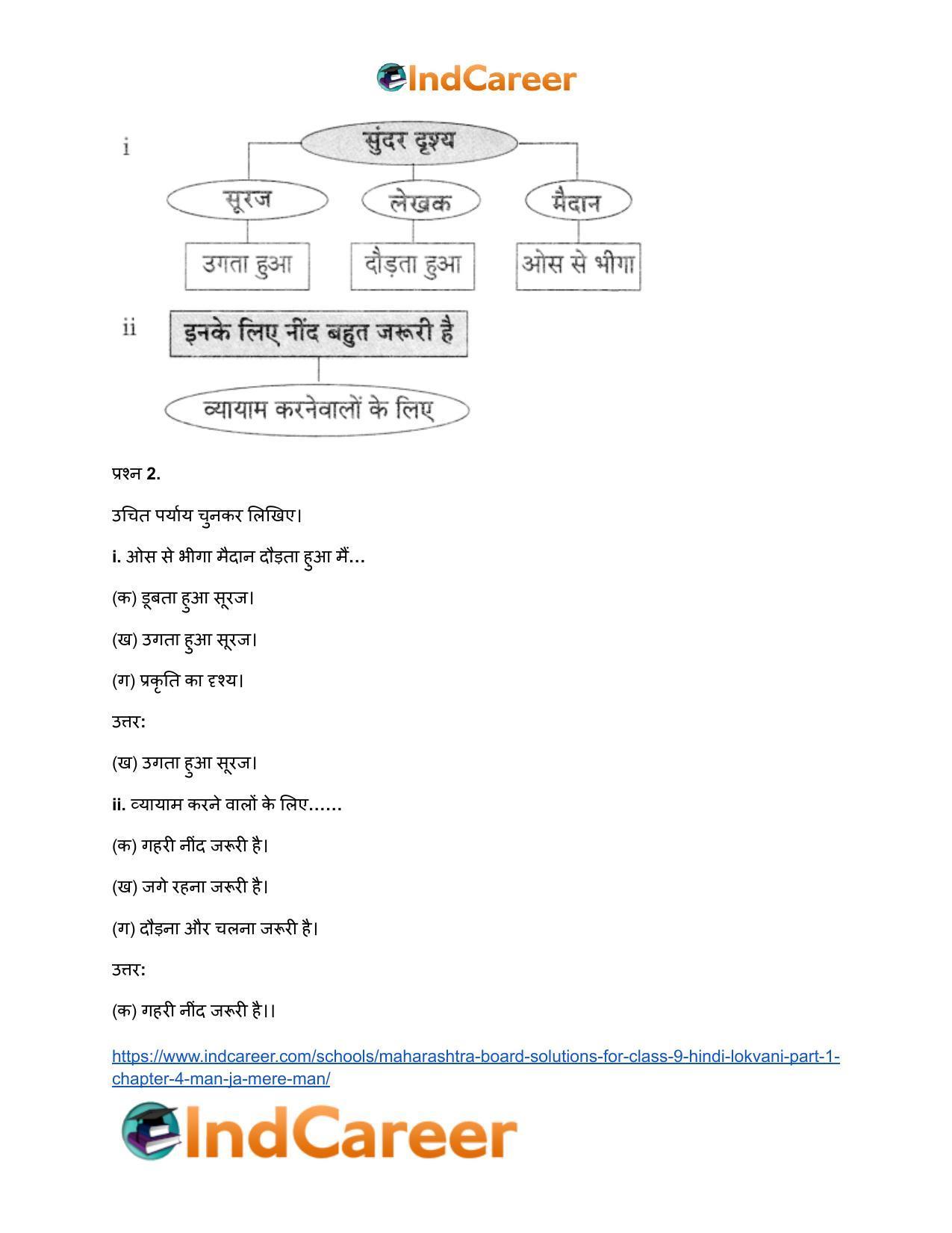 Maharashtra Board Solutions for Class 9- Hindi Lokvani (Part 1): Chapter 4- मान जा मेरे मन - Page 13