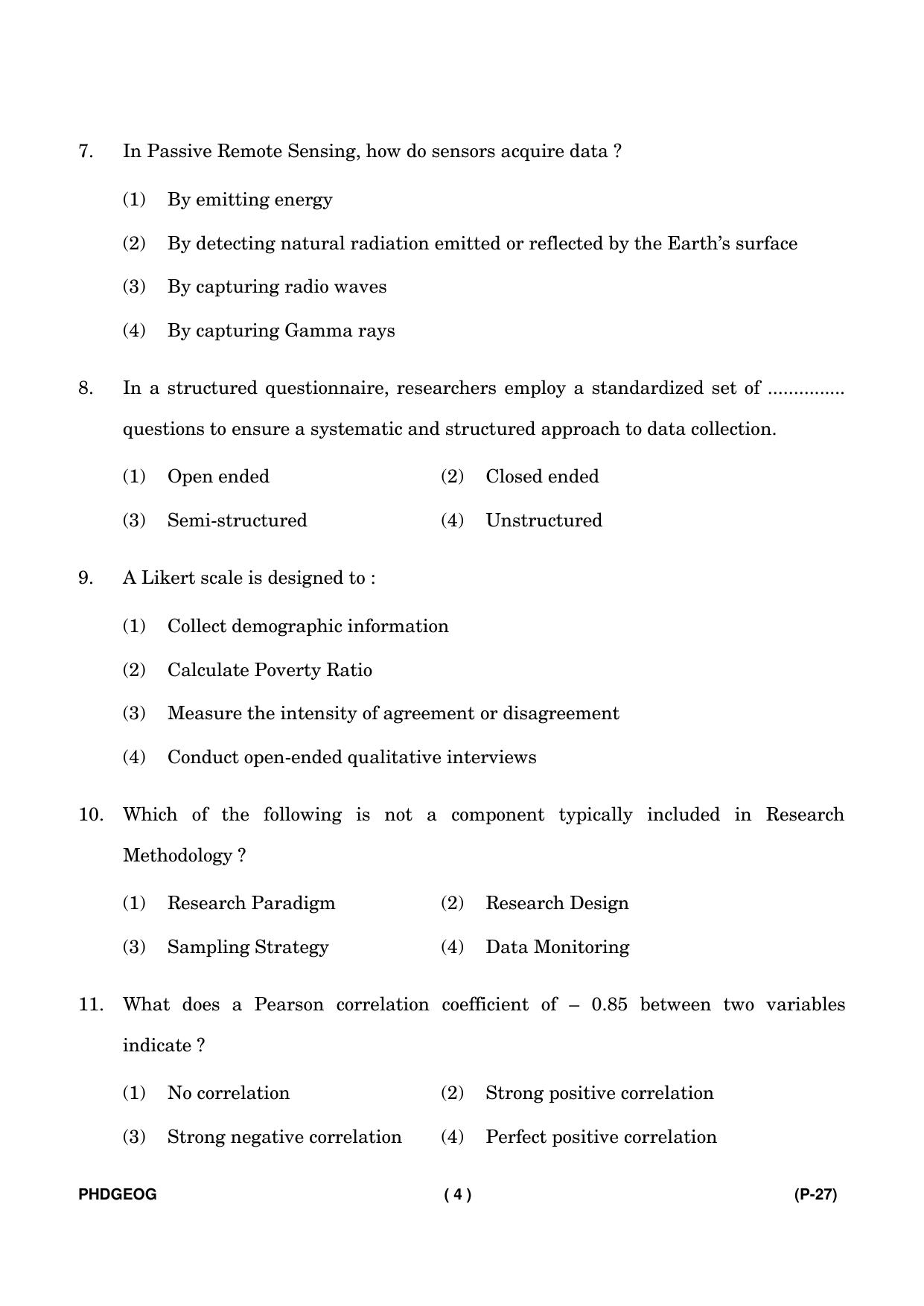 IGNOU PhD Entrance Test Ph. D. (Geography) Entrance Test, July, 2023 Question Paper - Page 5
