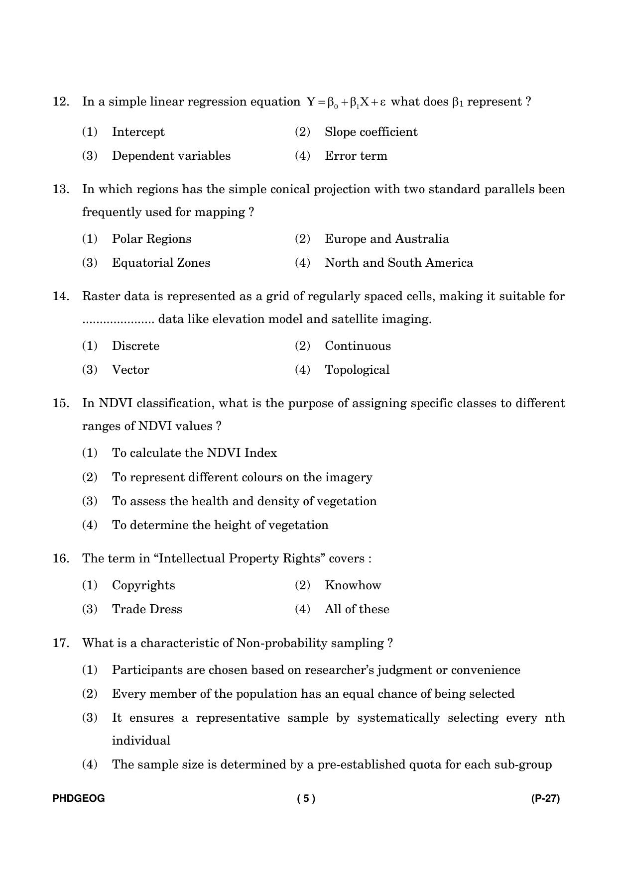 IGNOU PhD Entrance Test Ph. D. (Geography) Entrance Test, July, 2023 Question Paper - Page 6
