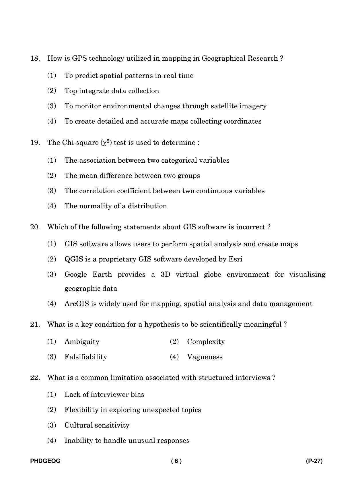 IGNOU PhD Entrance Test Ph. D. (Geography) Entrance Test, July, 2023 Question Paper - Page 7
