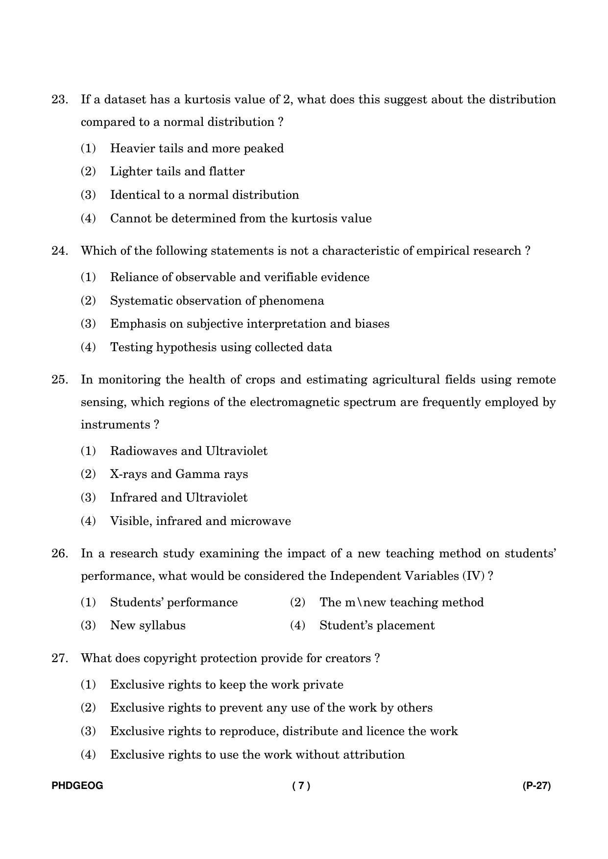 IGNOU PhD Entrance Test Ph. D. (Geography) Entrance Test, July, 2023 Question Paper - Page 8