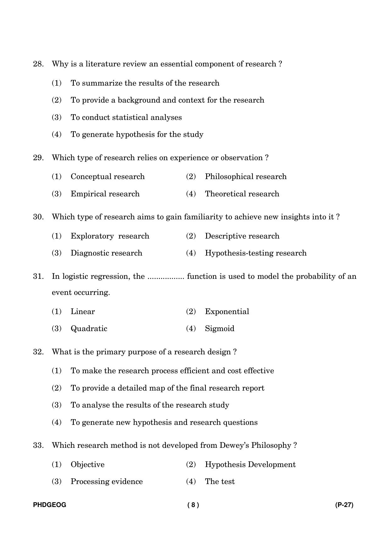 IGNOU PhD Entrance Test Ph. D. (Geography) Entrance Test, July, 2023 Question Paper - Page 9