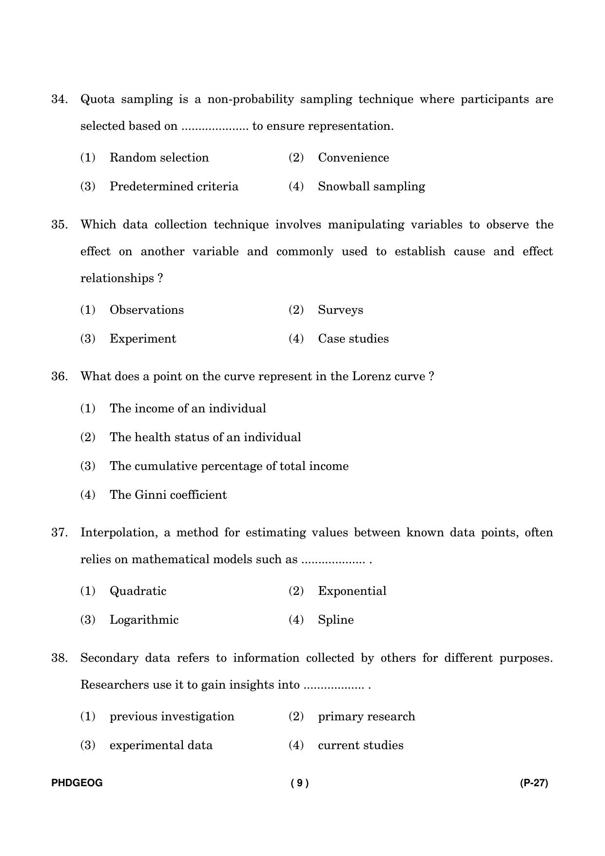 IGNOU PhD Entrance Test Ph. D. (Geography) Entrance Test, July, 2023 Question Paper - Page 10