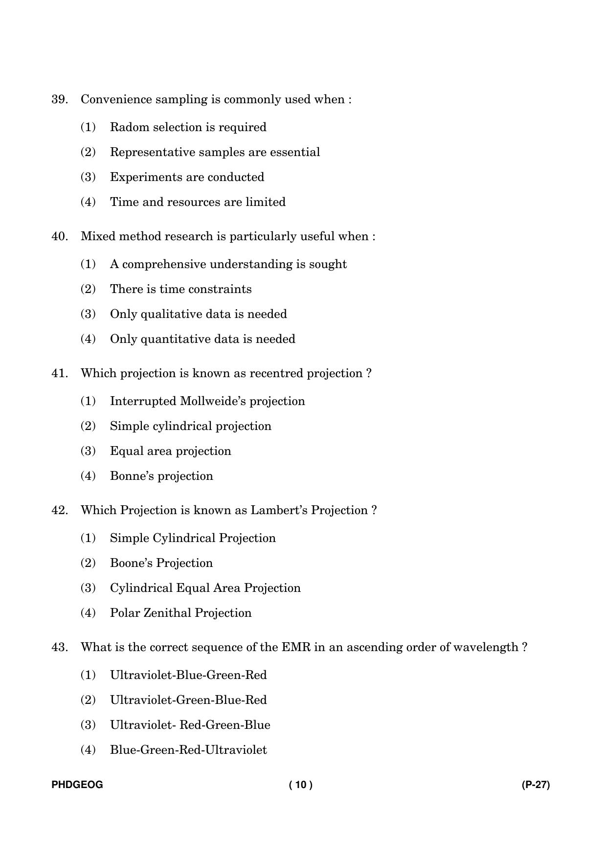 IGNOU PhD Entrance Test Ph. D. (Geography) Entrance Test, July, 2023 Question Paper - Page 11