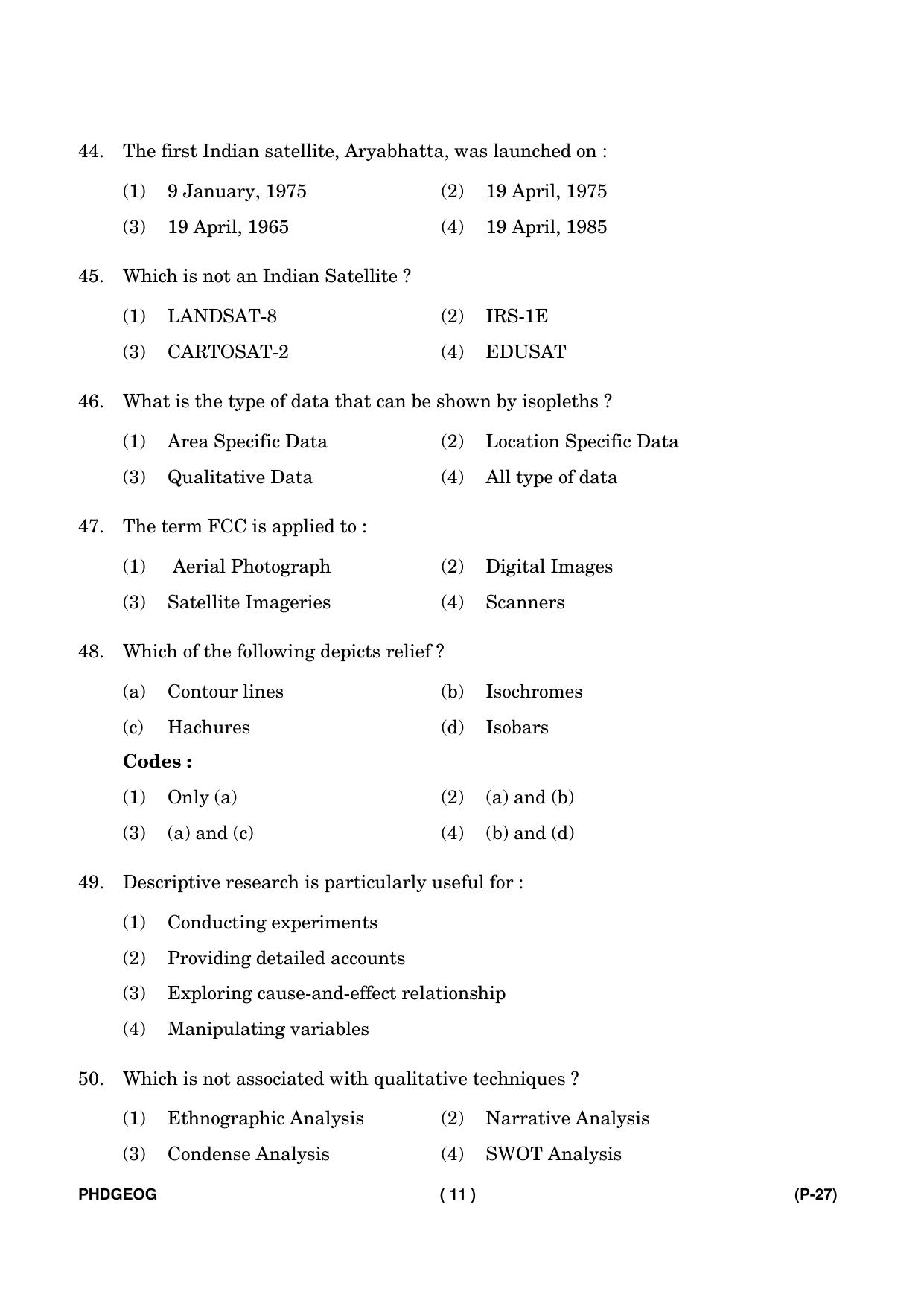 IGNOU PhD Entrance Test Ph. D. (Geography) Entrance Test, July, 2023 Question Paper - Page 12