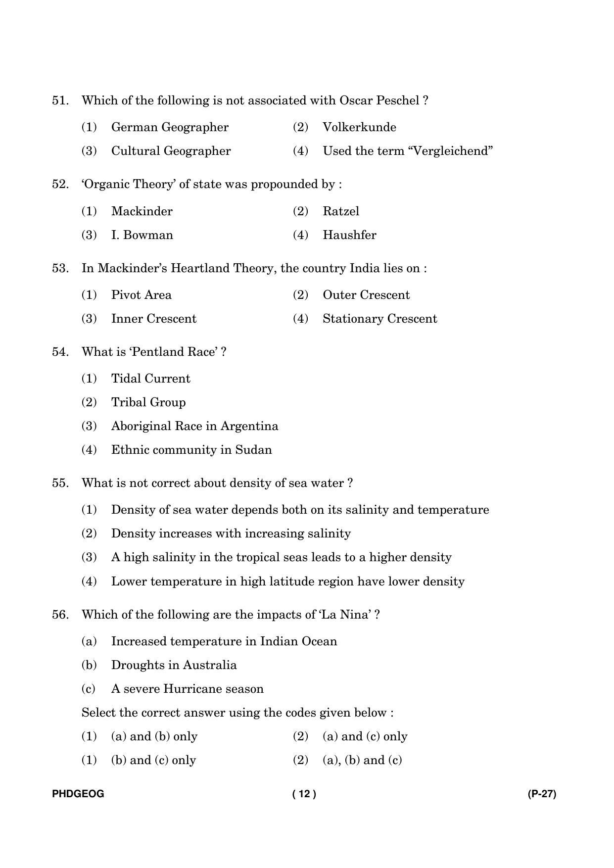 IGNOU PhD Entrance Test Ph. D. (Geography) Entrance Test, July, 2023 Question Paper - Page 13