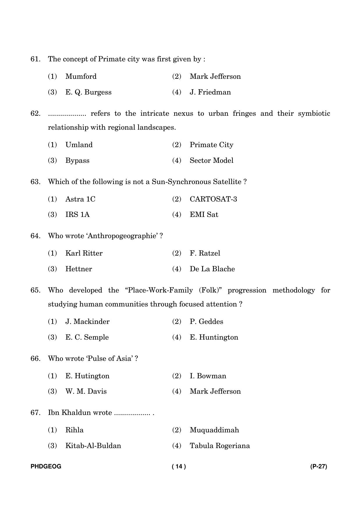 IGNOU PhD Entrance Test Ph. D. (Geography) Entrance Test, July, 2023 Question Paper - Page 15