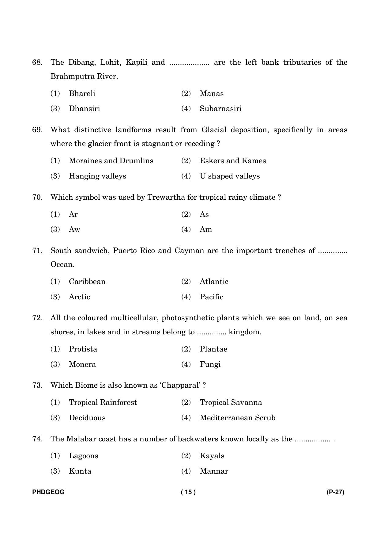IGNOU PhD Entrance Test Ph. D. (Geography) Entrance Test, July, 2023 Question Paper - Page 16