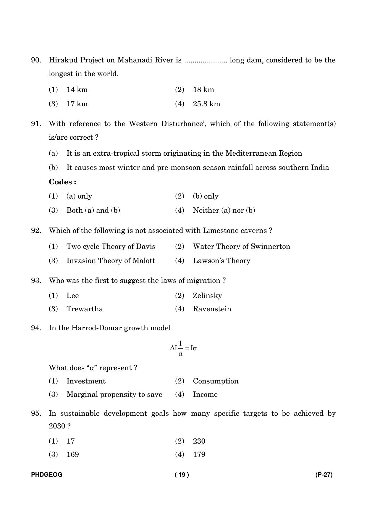 IGNOU PhD Entrance Test Ph. D. (Geography) Entrance Test, July, 2023 Question Paper - Page 20
