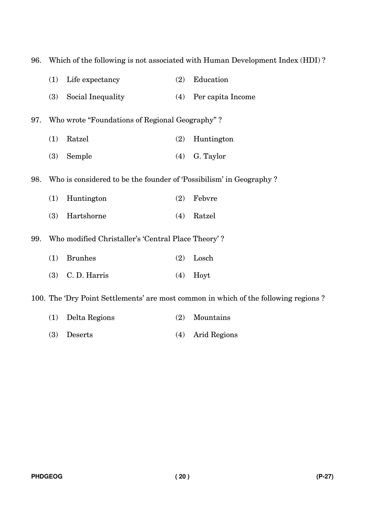IGNOU PhD Entrance Test Ph. D. (Geography) Entrance Test, July, 2023 Question Paper - Page 21