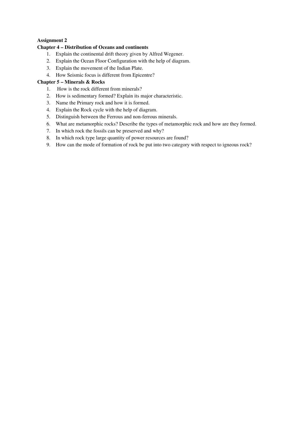 CBSE Worksheets for Class 11 Geography Assignment 3 - Page 1