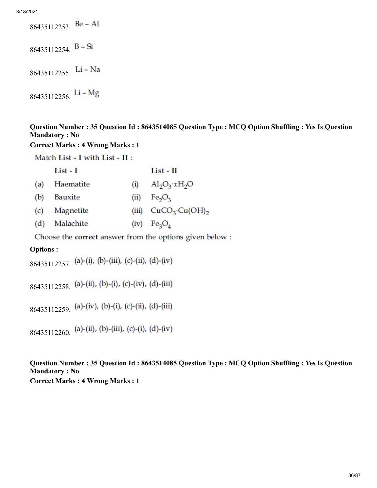 JEE Mains 2021: BTech EG (Shift 2) 17-03-2021 Question Paper - Page 36