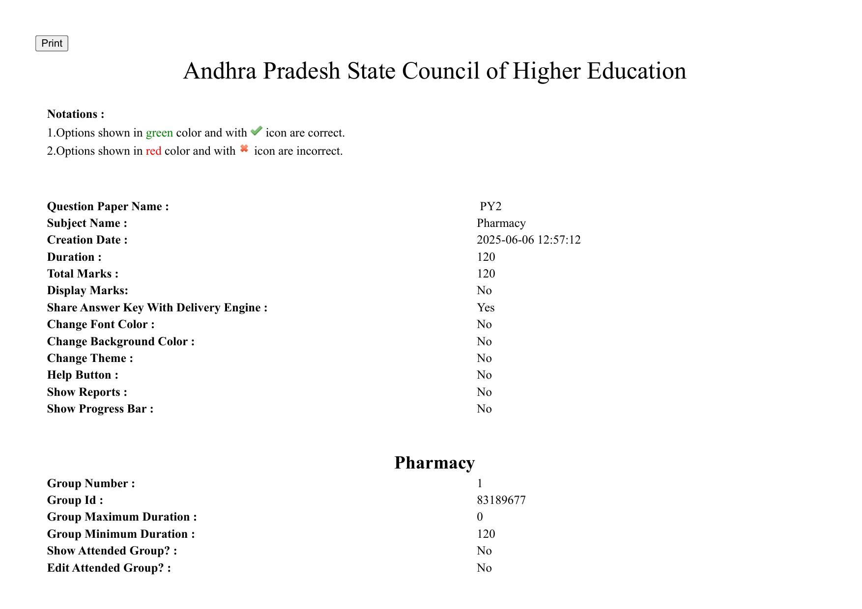 AP PGCET 2025 Pharmacy Paper with Answer Key - Page 1