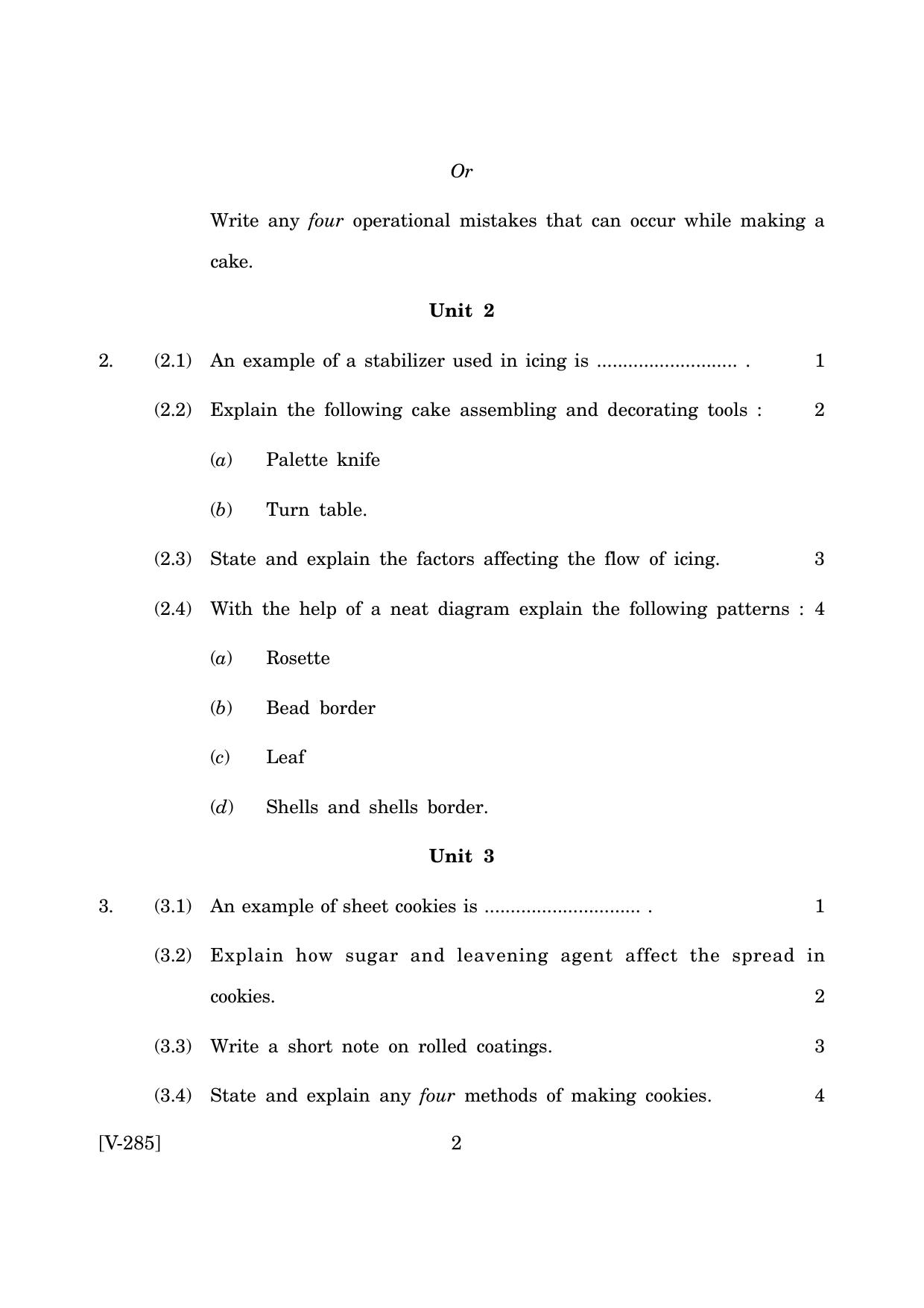 Goa Board Class 12 Confectionary   (March 2019) Question Paper - Page 2
