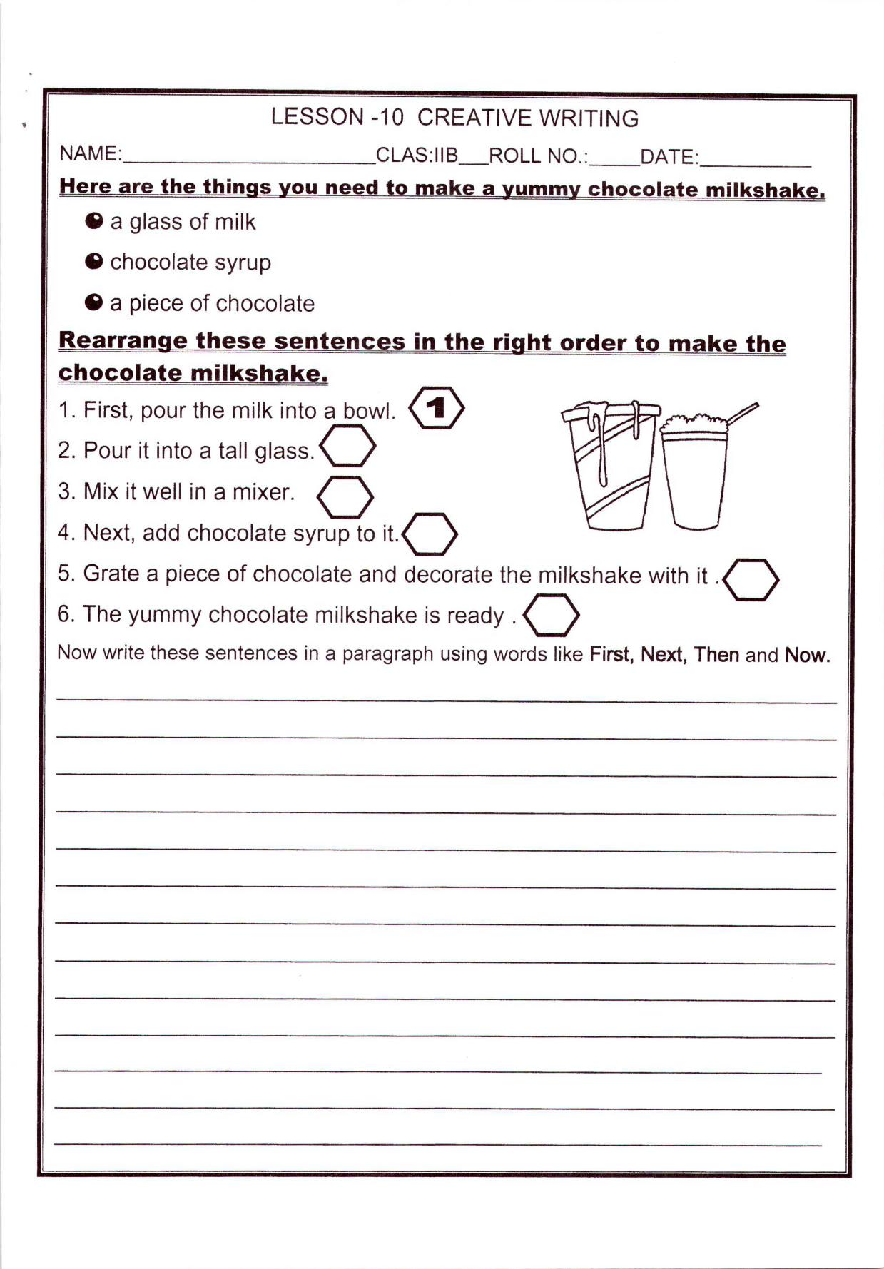 Worksheet for Class 2 English Assignment 14 Creative Writing - Page 1