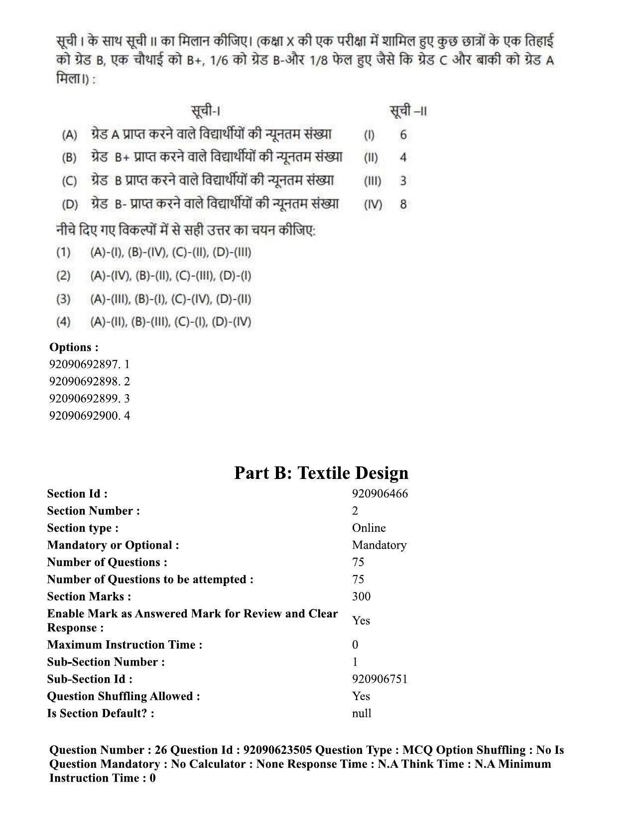 CUET PG 2023: HUQP23 – Textile Design Hin - Shift 2 (24-06-2023) Question Paper - Page 25
