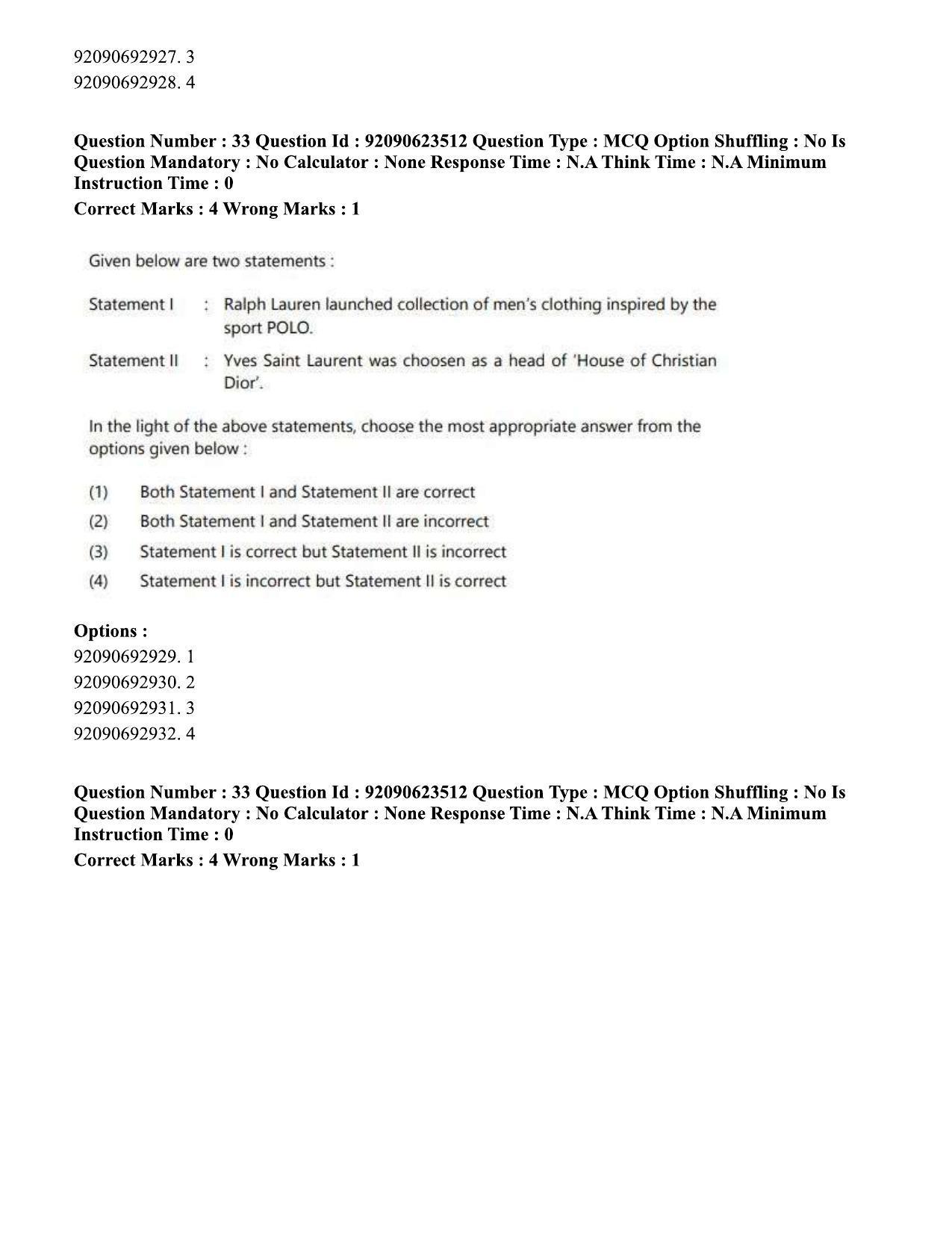 CUET PG 2023: HUQP23 – Textile Design Hin - Shift 2 (24-06-2023) Question Paper - Page 32