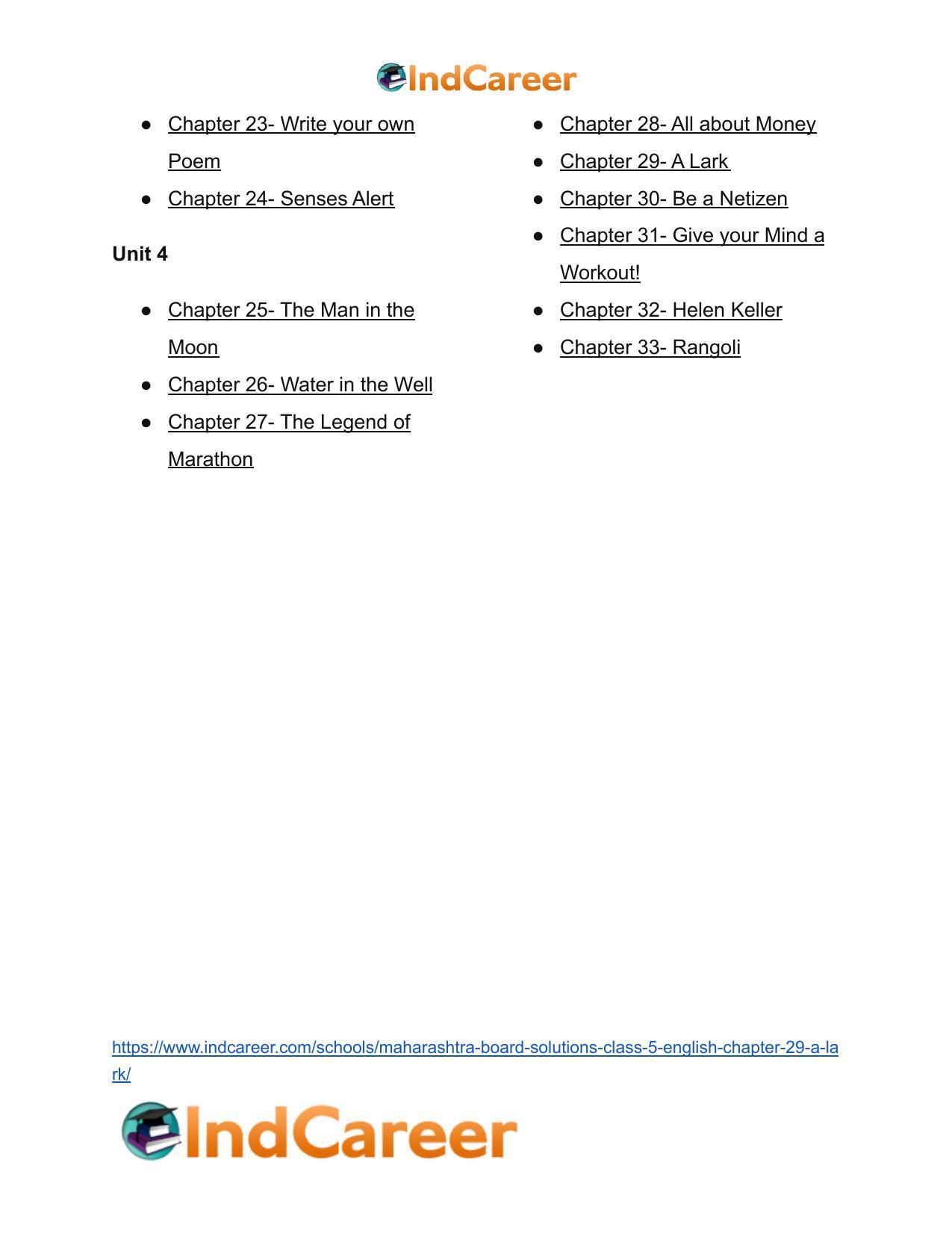 Maharashtra Board Solutions Class 5-English: Chapter 29- A Lark - Page 10